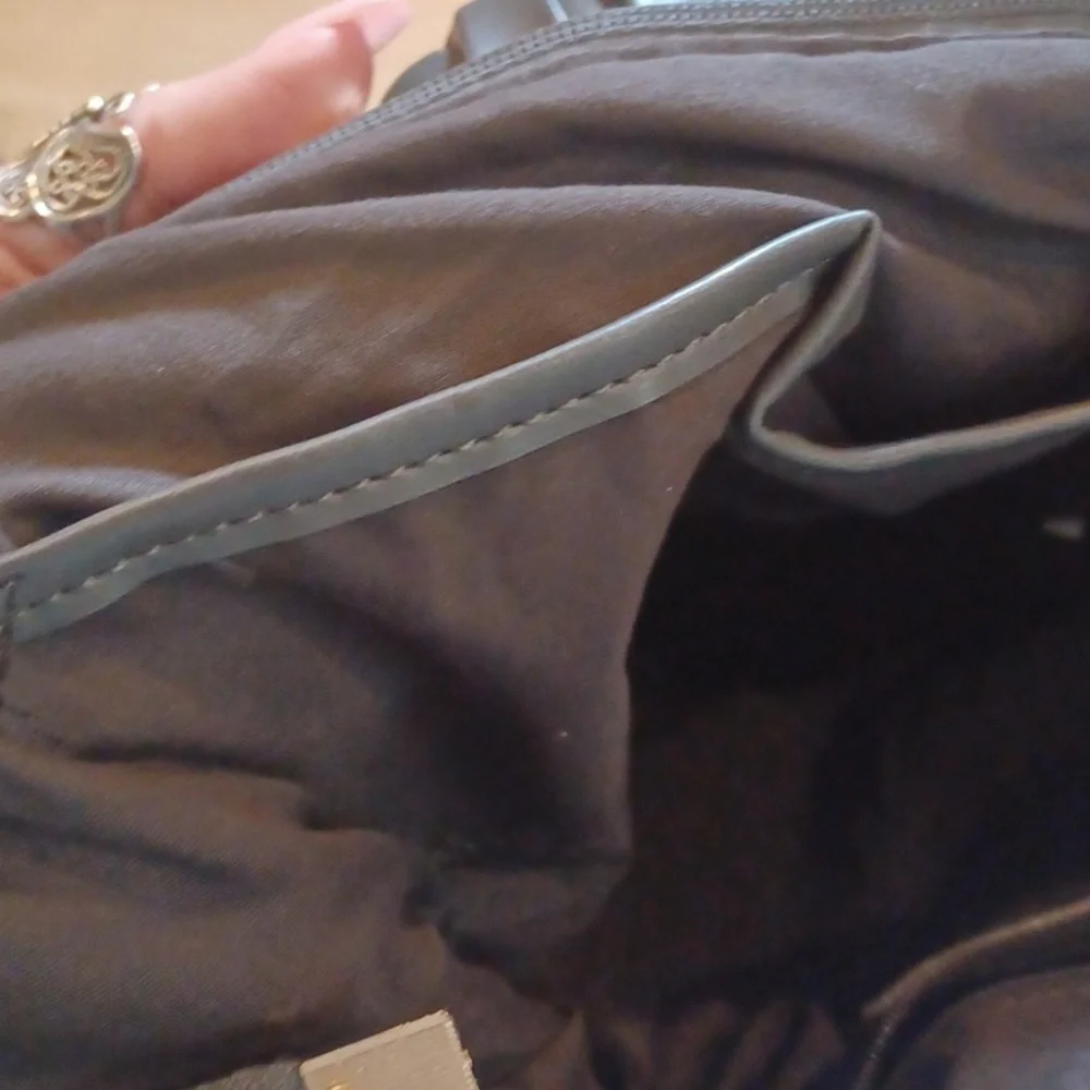 TIJN Rikke Black Pleated Vegan Leather Shoulder/Tote Bag
